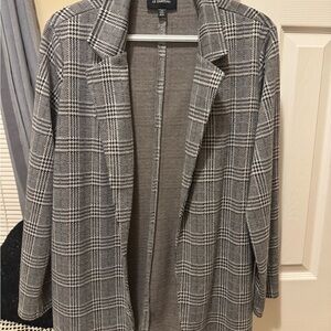 le chateau Gray Plaid Open Blazer Jacket